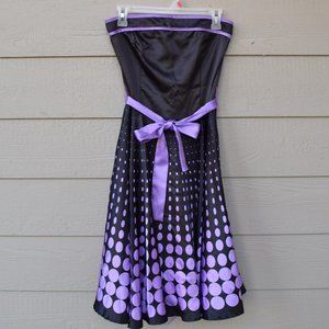 Ruby Rox Black Purple Spotted Strapless Prom Dress Size 3